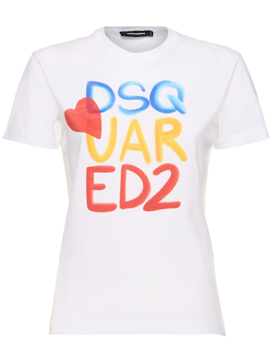 Dsquared2: Cotton jersey logo t-shirt - women_0 | Luisa Via Roma