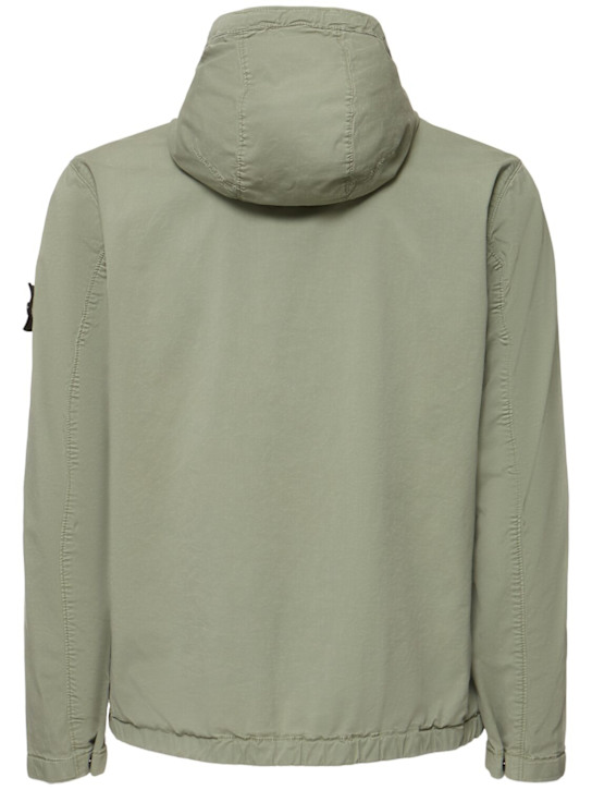 Stone Island: Short stretch cotton parka - Sage - men_3 | Luisa Via Roma