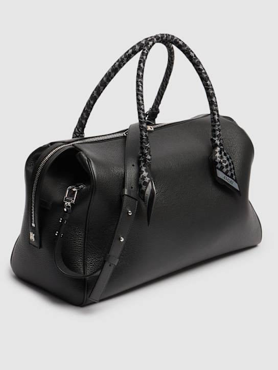Amiri: Pebbled leather weekender bag - Black - men_5 | Luisa Via Roma