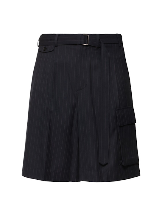 Dunst: Belted multi pocket poly blend shorts - Navy - men_0 | Luisa Via Roma