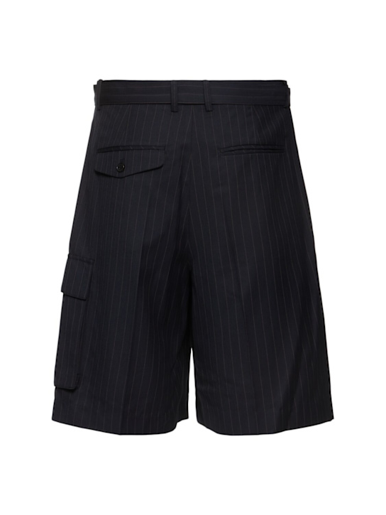 Dunst: Belted multi pocket poly blend shorts - Navy - men_3 | Luisa Via Roma