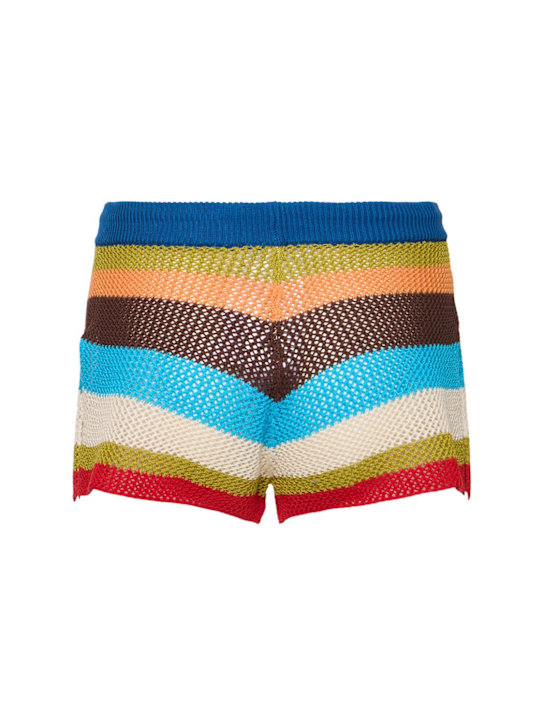 Dsquared2: Striped knit cotton low waist shorts - Multicolor - women_3 | Luisa Via Roma