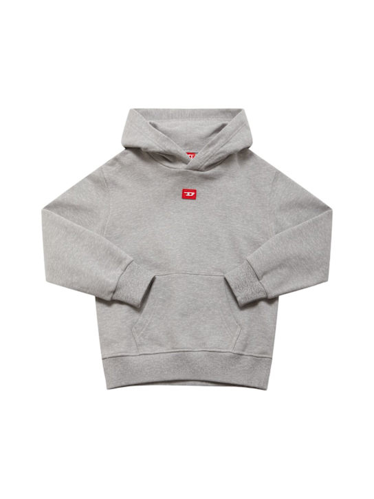 Diesel Kids: Hooded cotton sweatshirt w/logo - グレー - kids-boys_0 | Luisa Via Roma