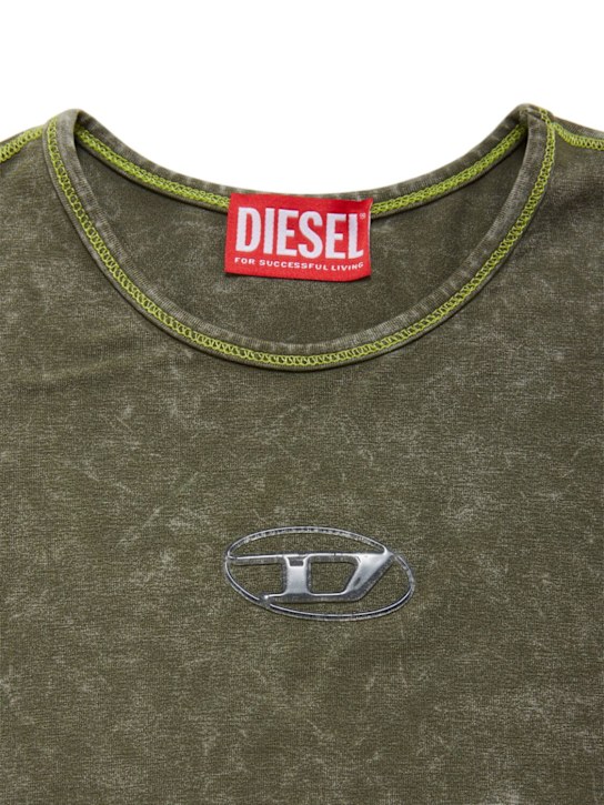 Diesel Kids: Cotton jersey t-shirt w/logo - ミリタリーグリーン - kids-girls_1 | Luisa Via Roma