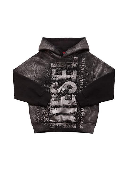 Diesel Kids: Cotton sweatshirt hoodie w/logo - ブラック - kids-boys_0 | Luisa Via Roma