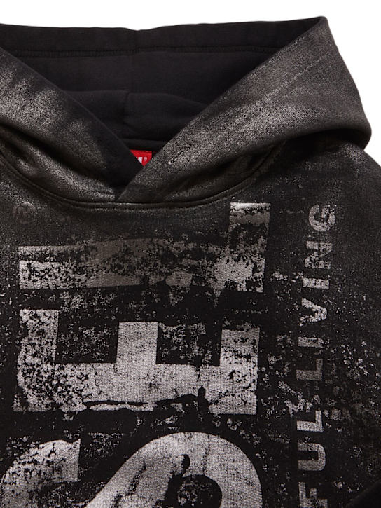 Diesel Kids: Cotton sweatshirt hoodie w/logo - ブラック - kids-boys_1 | Luisa Via Roma