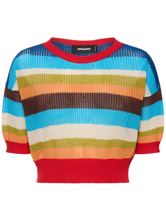 Dsquared2: Knitted cotton crop top - Multicolor - women_0 | Luisa Via Roma