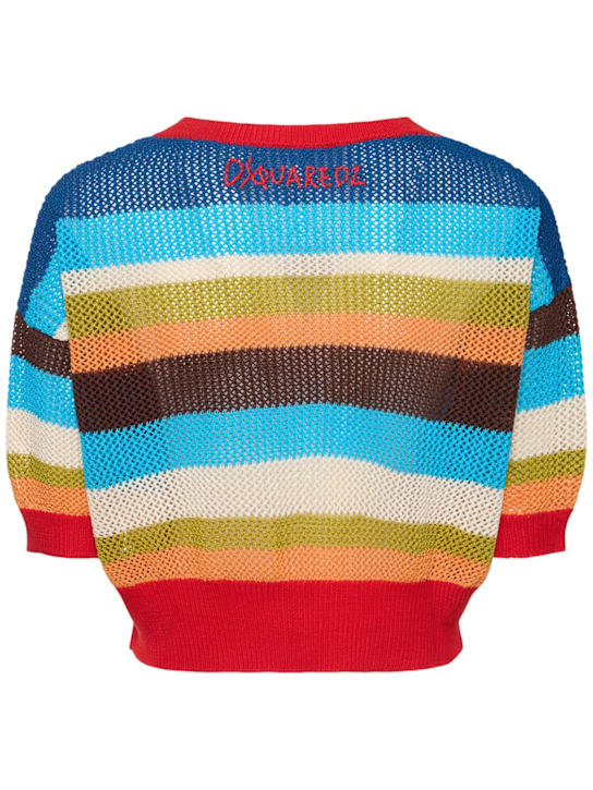 Dsquared2: Knitted cotton crop top - Multicolor - women_3 | Luisa Via Roma