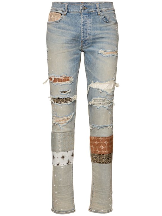 Amiri: MA Quad Artpatch紧身牛仔裤 - 浅蓝色 - men_0 | Luisa Via Roma