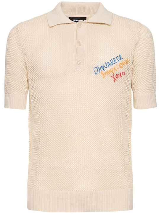 Dsquared2: Gestricktes Poloshirt mit Logo - men_0 | Luisa Via Roma