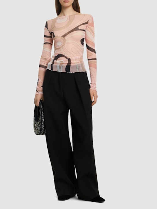 Pucci: 印花薄纱长袖上衣 - 裸色/多色 - women_1 | Luisa Via Roma