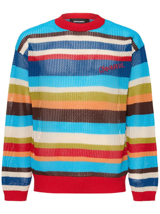 Dsquared2: Striped knit sweater - Multicolor Stri - men_0 | Luisa Via Roma