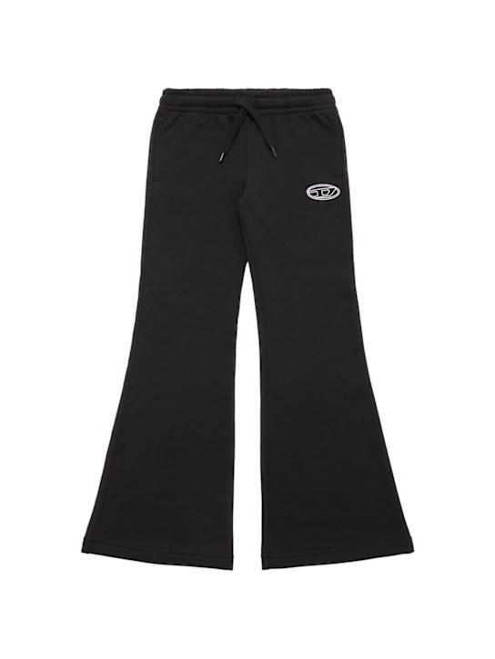 Diesel Kids: Flared cotton sweatpants w/ logo - ブラック - kids-girls_0 | Luisa Via Roma
