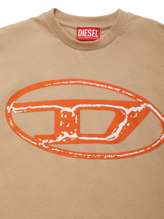 Diesel Kids: Printed cotton jersey t-shirt - ベージュ - kids-boys_1 | Luisa Via Roma