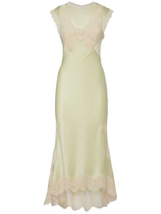 McQueen: Satin & lace midi dress - women_0 | Luisa Via Roma
