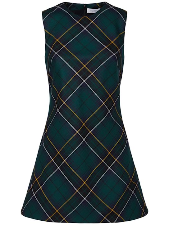 McQueen: Wool tartan mini dress - women_0 | Luisa Via Roma