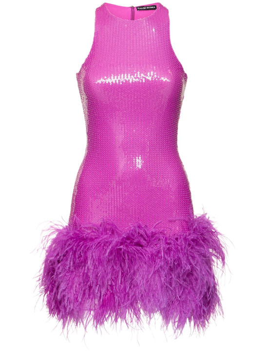 David Koma: Vestito con paillettes e piume - Viola - women_0 | Luisa Via Roma