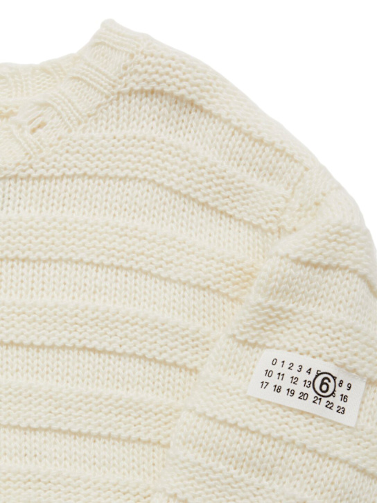 MM6 Maison Margiela: Wool blend knit sweater - オフホワイト - kids-girls_1 | Luisa Via Roma