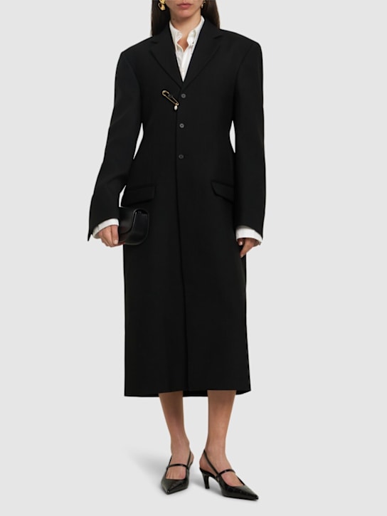 Carven: Wool midi coat w/ pin - women_1 | Luisa Via Roma