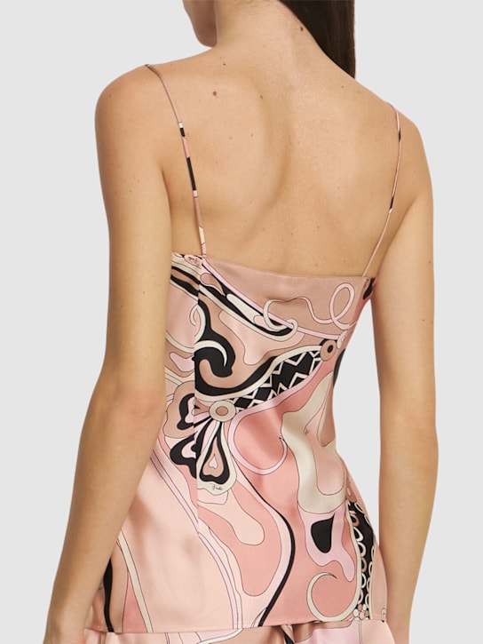 Pucci: 印花真丝斜纹吊带背心 - 裸色/多色 - women_2 | Luisa Via Roma
