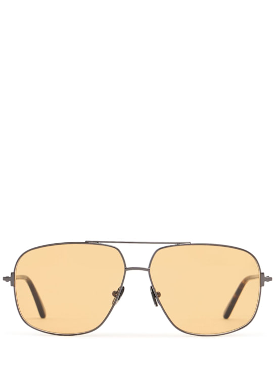 Tom Ford: Occhiali da sole Tex Aviator in metallo - Oro Rosa/Marrone - women_0 | Luisa Via Roma