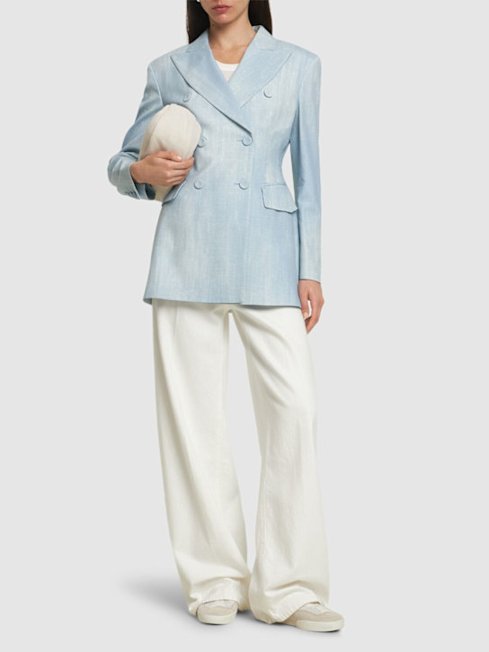 Ermanno Scervino: Viscose tailoring double breasted blazer - Light Blue - women_1 | Luisa Via Roma