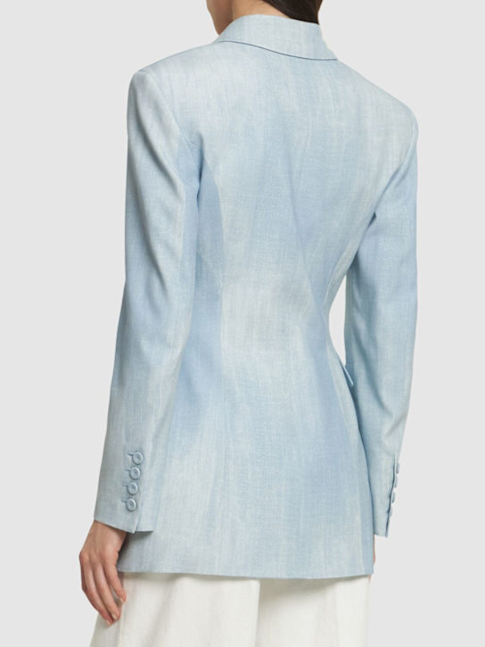 Ermanno Scervino: Viscose tailoring double breasted blazer - Light Blue - women_2 | Luisa Via Roma