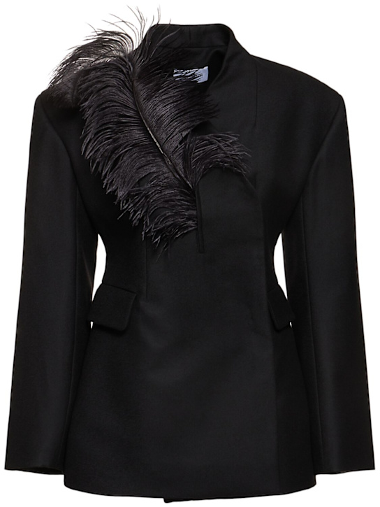 16arlington: Ram wool crepe jacket w/ feathers - women_0 | Luisa Via Roma