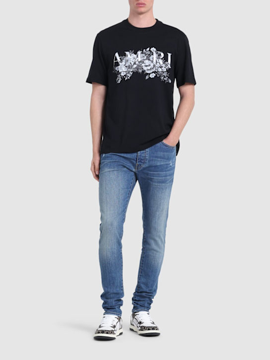 Amiri: 15cm Stack cotton denim jeans - Dark Indigo - men_1 | Luisa Via Roma