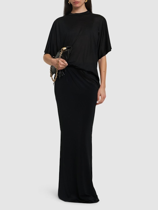 Carven: Silk jersey t-shirt - Black - women_1 | Luisa Via Roma