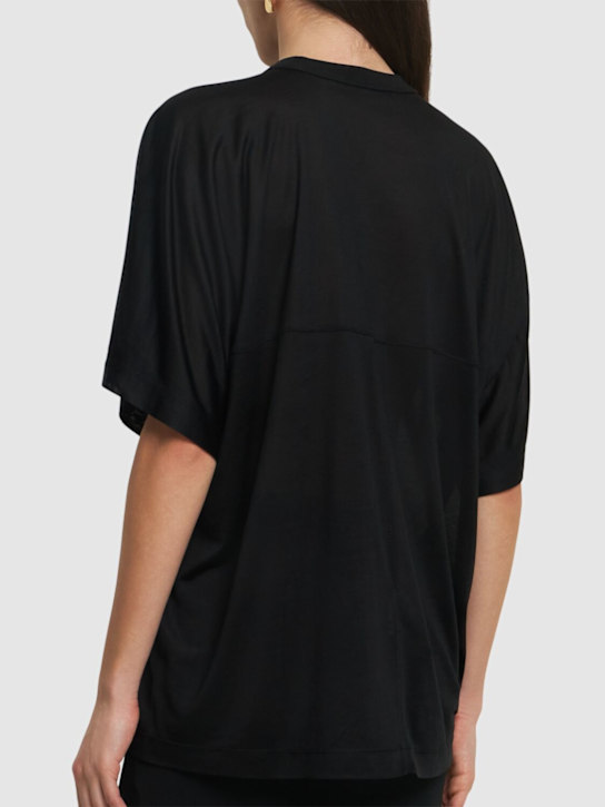 Carven: Silk jersey t-shirt - Black - women_2 | Luisa Via Roma