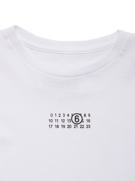 MM6 Maison Margiela: T-shirt cropped in jersey di cotone - Bianco - kids-girls_1 | Luisa Via Roma