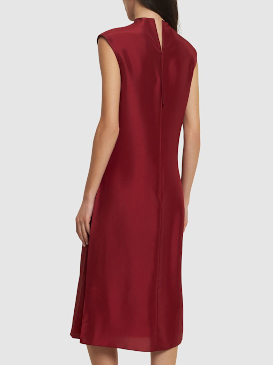Carven: Straight silk toile midi dress - Red - women_2 | Luisa Via Roma