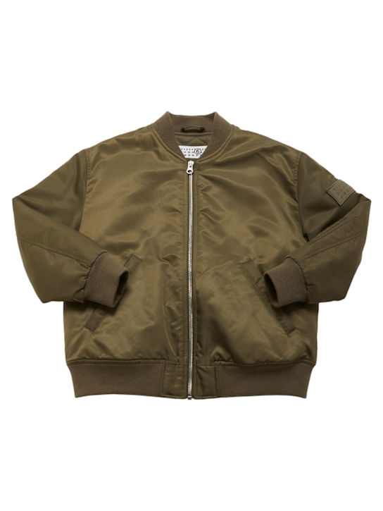 MM6 Maison Margiela: Nylon bomber jacket - ミリタリーグリーン - kids-boys_0 | Luisa Via Roma