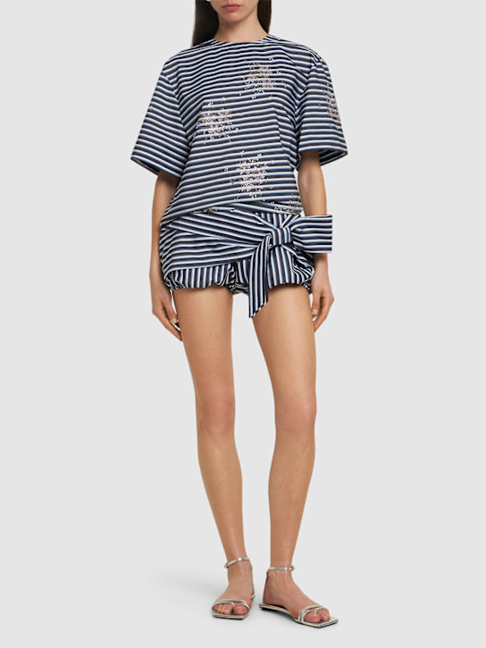 Rabanne: Printed cotton jersey t-shirt - Blue/Multi - women_1 | Luisa Via Roma