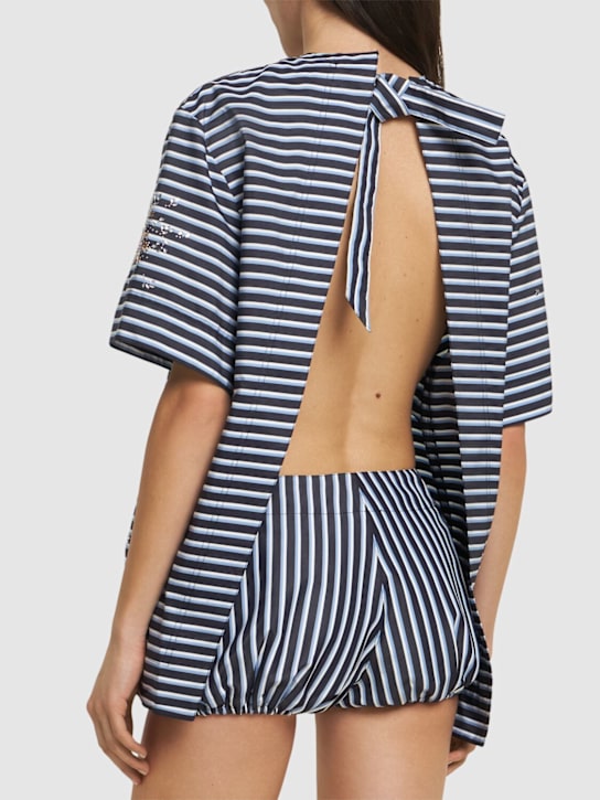 Rabanne: Printed cotton jersey t-shirt - Blue/Multi - women_2 | Luisa Via Roma
