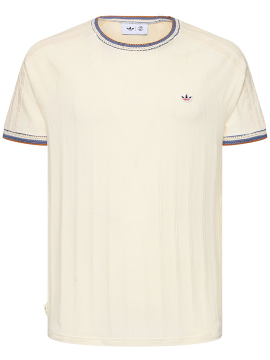 adidas Originals: Clot knit crewneck t-shirt - Cream/White - men_0 | Luisa Via Roma