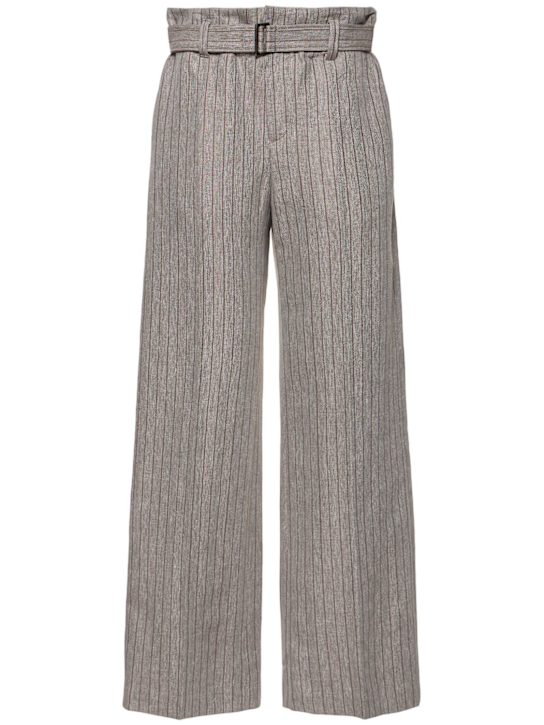 Brunello Cucinelli: Linen blend straight pants - Brown/Multi - women_0 | Luisa Via Roma