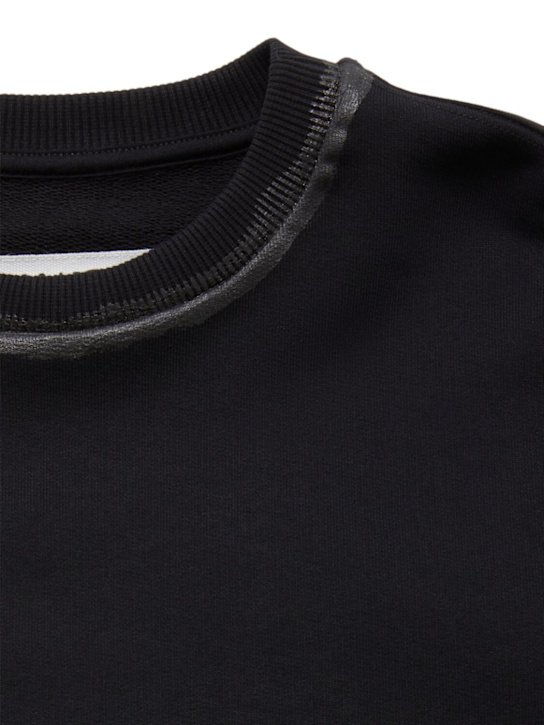 MM6 Maison Margiela: Cotton crewneck sweatshirt - ブラック - kids-boys_1 | Luisa Via Roma
