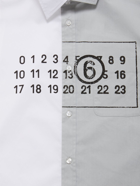 MM6 Maison Margiela: Bi-color cotton poplin shirt - ホワイト/グレー - kids-boys_1 | Luisa Via Roma