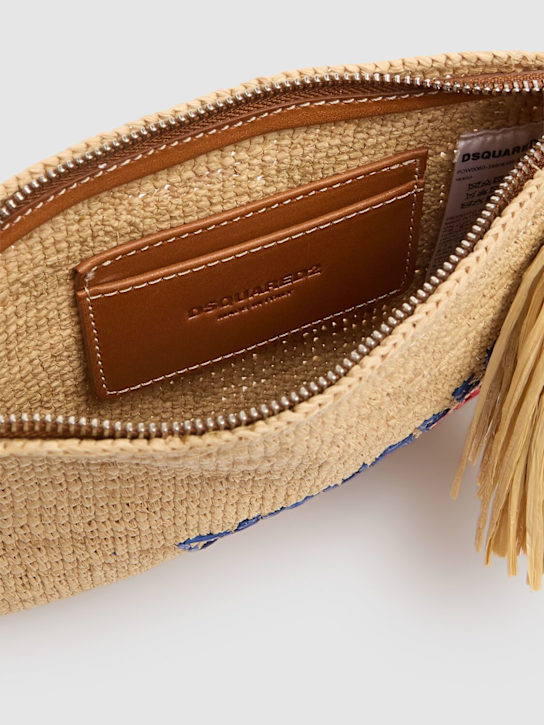 Dsquared2: Embroidered raffia pouch - Beige - women_5 | Luisa Via Roma