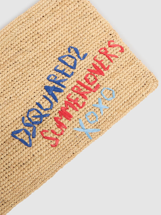 Dsquared2: Embroidered raffia pouch - Beige - women_3 | Luisa Via Roma
