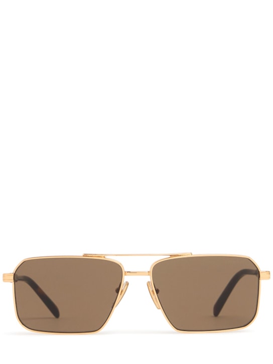 Prada: Square acetate sunglasses - Gold/Green - men_0 | Luisa Via Roma