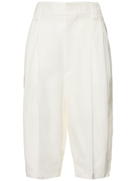 Carven: Viscose twill Bermuda shorts - White - women_0 | Luisa Via Roma