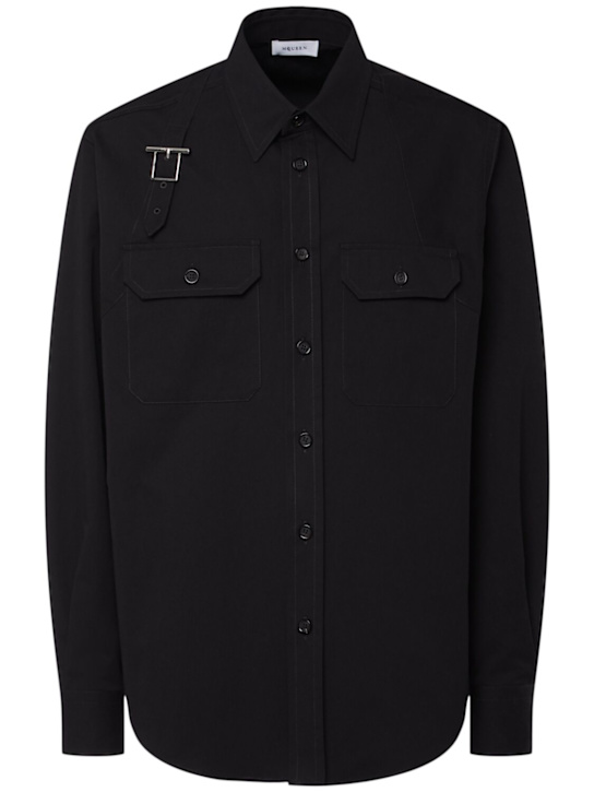 McQueen: Harness detail utility cotton shirt - men_0 | Luisa Via Roma
