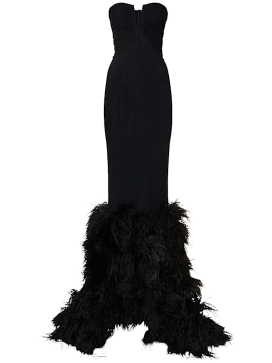 David Koma: Vestito con piume - Nero - women_0 | Luisa Via Roma