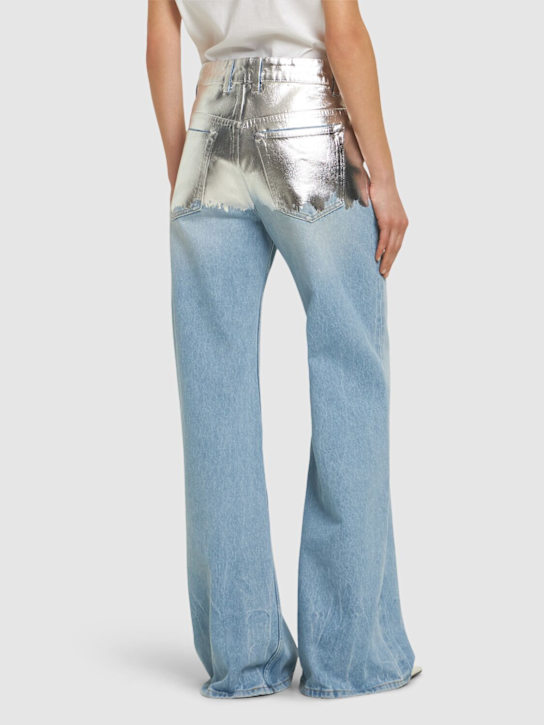 Rabanne: Embellished high rise straight jeans - Blue/Silver - women_2 | Luisa Via Roma