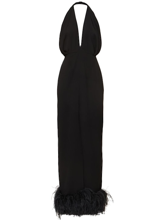 16arlington: Vestito midi Isolde in crepe / piume - Nero - women_0 | Luisa Via Roma