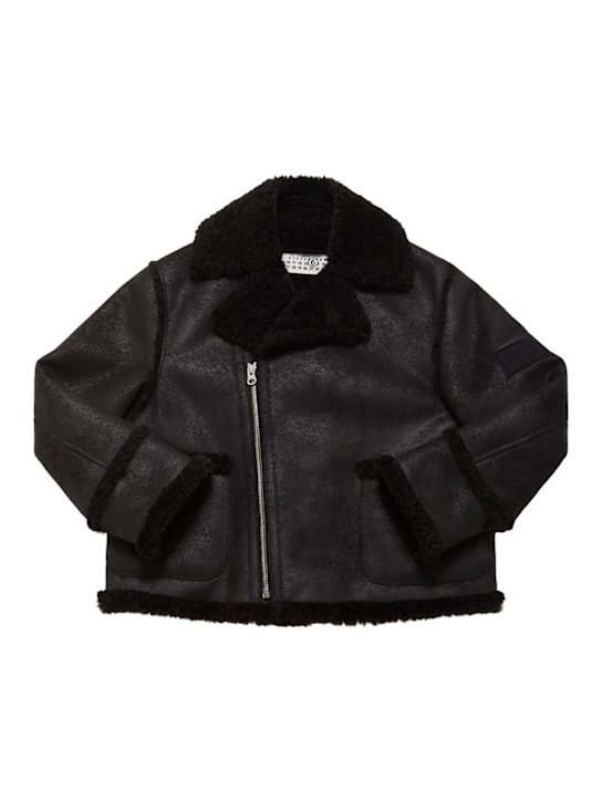 MM6 Maison Margiela: Synthetic jacket - ブラック - kids-boys_0 | Luisa Via Roma