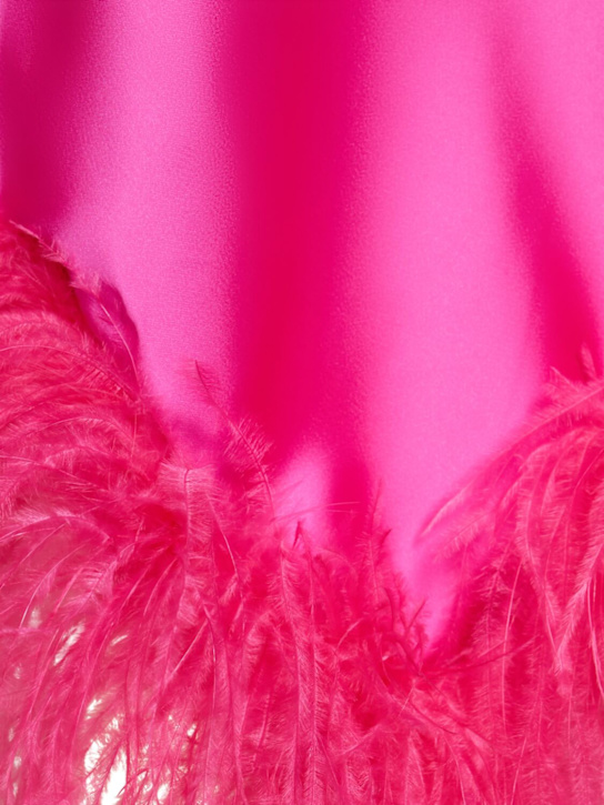 Giuseppe Di Morabito: Satin midi dress w/feathers - Hot Pink - women_4 | Luisa Via Roma